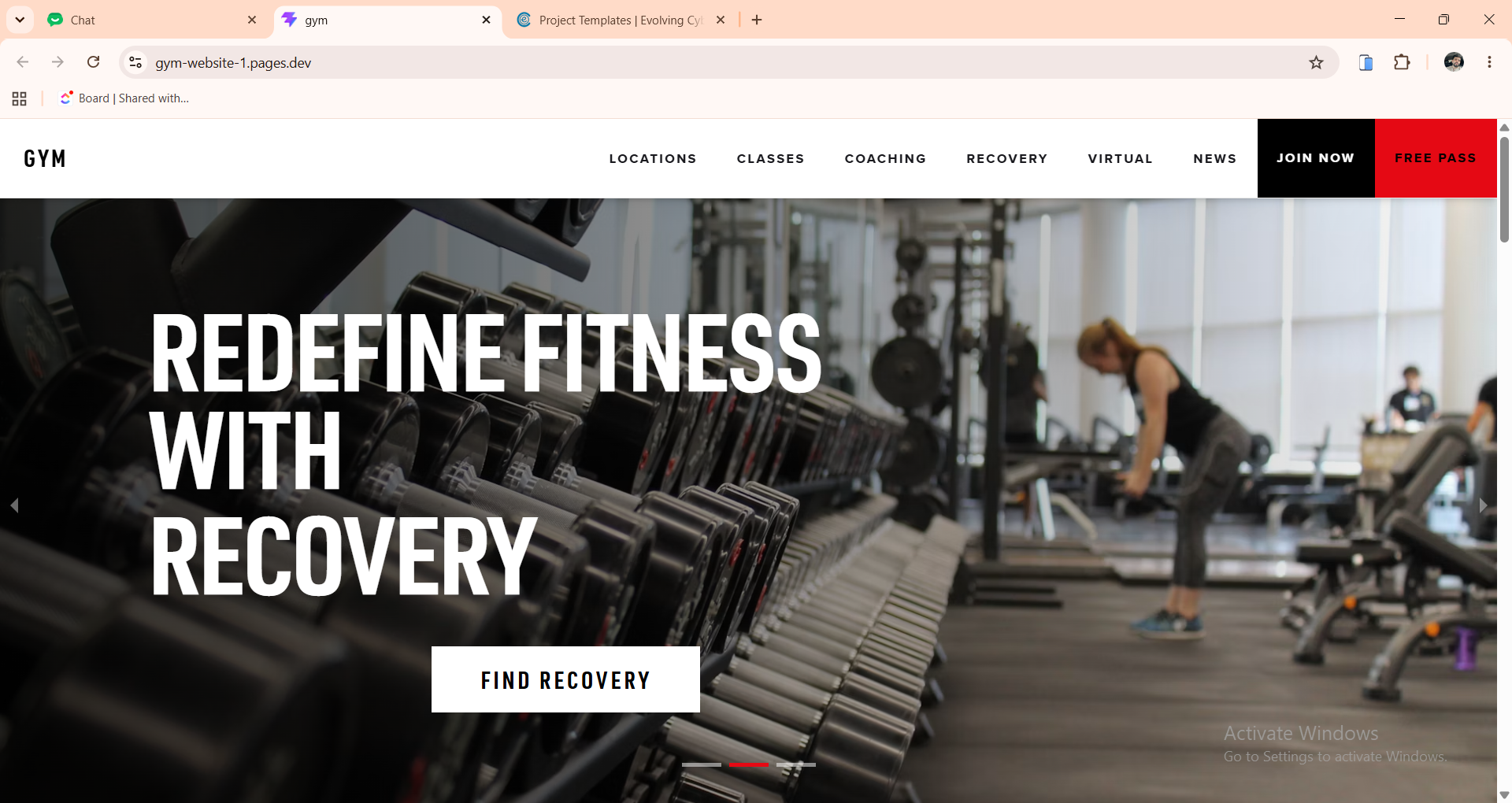 Gym Recovery template screenshot
